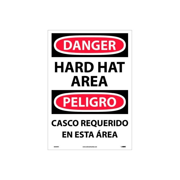 Bilingual Vinyl Sign - Danger Hard Hat Area